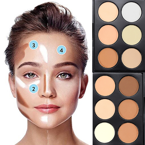 Professional Makeup Concealer Powder Palette 6color Contour Face Make Up Corretivo Pores Maquiagem Highlighter Facial Foundation ► Photo 1/6