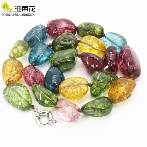 Multicolored Irregular All-match Jewelry 12-16mm Tourmaline Stone Necklace Girl Women Fashion Collocation Wholesale Price 18'' ► Photo 1/6