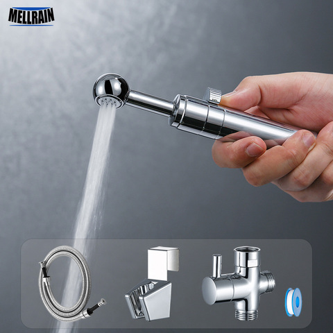 Flow Adjustable Handheld Toilet Bidet Sprayer Kit. Chrome Plated Bathroom Bidet Faucet Multi Purpose Spray Washer ► Photo 1/6