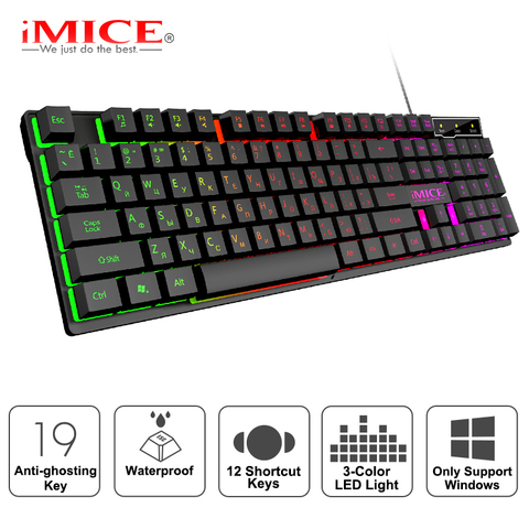 Gaming keyboard Gamer keyboard with backlight USB 104 Rubber keycaps RGB Wired Ergonomic Russian keyboard For PC laptop ► Photo 1/6