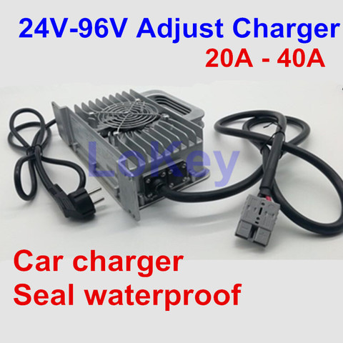 Seal IP67 waterproof charger 12V 24V 36V 48V 60V 30A 25A 20A smart Charger for li ion lipo lifepo4 LTO lead acid car batterys ► Photo 1/6