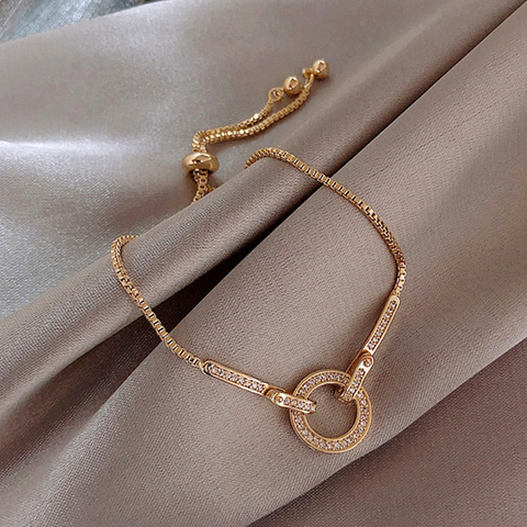High Quality Round Charm Bracelet for Women Creative Design Luxury Jewelry Inlaid Zircon Advanced Rhinestone Woman's Gift ► Photo 1/6
