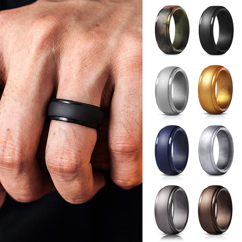 Silicone Rings Men Women Hypoallergenic Flexible Sports Antibacterial Silicone Finger Ring For Wedding Rubber Bands ► Photo 1/6