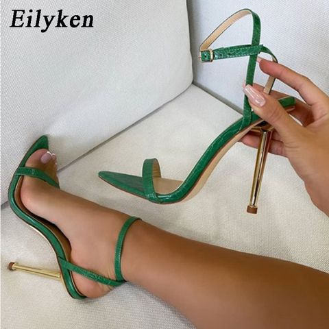 Eilyken 2022 New Ankle Strap Green Women's High Heels 11CM Sandals Pointed Toe Female Party Shoes Sandalias de mujer ► Photo 1/6