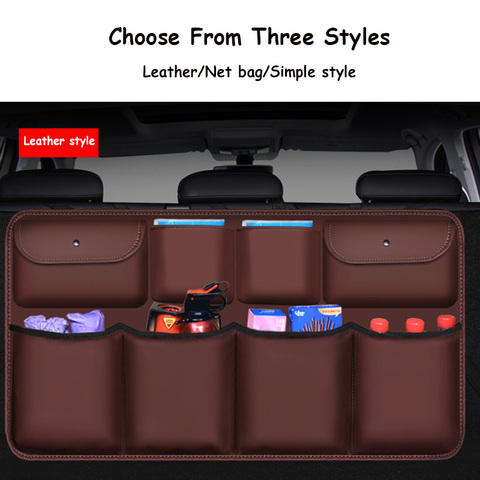 PU Leather Car Rear Seat Back Storage Bag High Quality Car Trunk Organizer Auto Stowing Tidying Interior Accessories Universal ► Photo 1/6