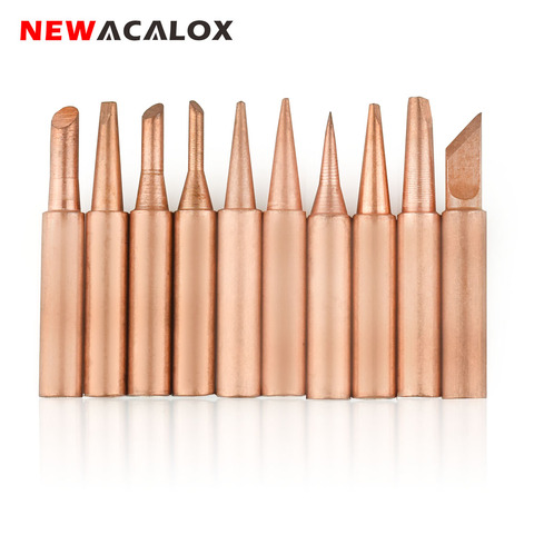 NEWACALOX 10pcs/lot Pure Copper Soldering Iron Tips Kit 900M-T Series Lead-free Welding Tips for Soldering Rework Station Tool ► Photo 1/6