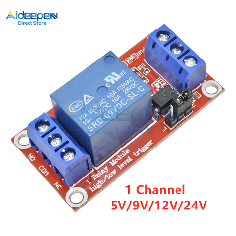 DC 5V 9V 12V 24V 1 Channel Relay Module With Optocoupler Shield Board High And Low Level Trigger Power Supply Module For Arduino ► Photo 1/6