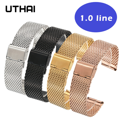 UTHAI P66 Watchband Stainless steel watch strap 1.0 line Milan mesh strap 18mm 20mm 22mm 24mm Band  wristband ► Photo 1/6