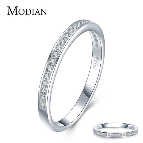 Modian Classic Simple 100% 925 Sterling Silver Charm AAA Zirconia Finger Rings for Women Wedding Engagement Statement Jewelry ► Photo 1/5