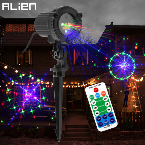 ALIEN 24 Patterns Red Green Blue Outdoor Motion Static Laser Projector Garden Holiday Christmas Tree House Wall Waterproof Light ► Photo 1/6