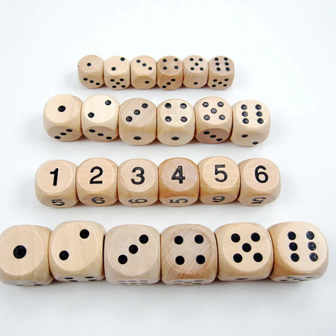 10 pcs/set Point/Digital Dice 16mm Dice Set Wooden Cubes Round Coener For Kid Toys Board Games ► Photo 1/5