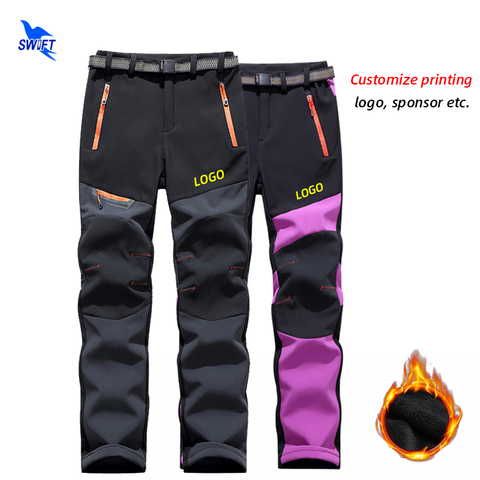 2022 Thermal Fleece Elastic Softshell Pants Men Women Waterproof Outdoor Sport Trekking Hiking Trousers Skiing Bottoms Customize ► Photo 1/6