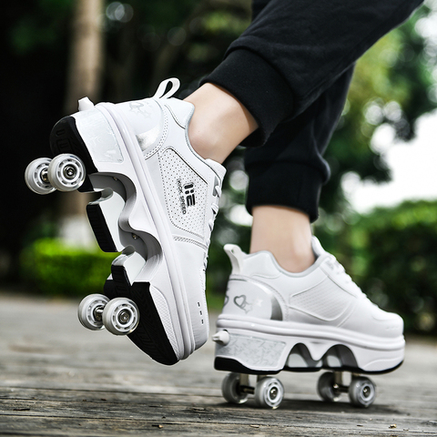 Deformation Parkour Shoes Four Wheels Rounds Of Running Shoes 2022 Casual Sneakers Unisex Deform Roller Shoes Skating Shoes ► Photo 1/6