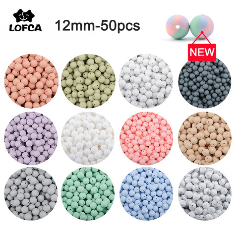 LOFCA 12mm 50pcs/lot Beads food grade silicone Teether Round Beads Baby Chewable Teething Beads silicone teether for diy ► Photo 1/6
