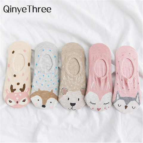 5Pairs/Lot Cartoon Unicorn Cat Fox Socks Cute Animal Women Socks Summer Funny Short Ankle Socks Ladies Cotton Sock Dropship ► Photo 1/6