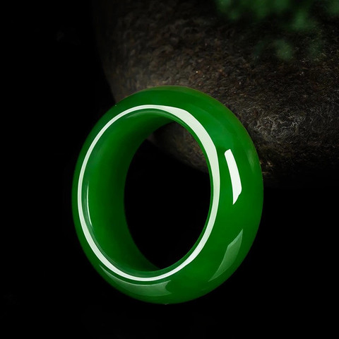 Natural Green Jade Stone Ring Chinese Hand-Carved Charm Jadeite Jewelry Fashion Accessories Amulet for Men Women Lucky Gifts ► Photo 1/6