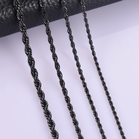 1 piece Black Color Width 2mm/2.5mm/3mm/4mm/5mm/6mm Rope Chain Necklace/Bracelet For Men Women Stainless Steel Chain Necklace ► Photo 1/3