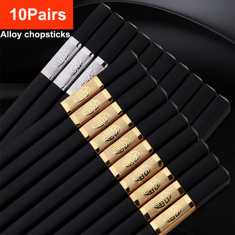 10 pairs chopsticks Japanese alloy non-slip food stick clip sushi hot pot chopsticks reusable home tableware gift ► Photo 1/6