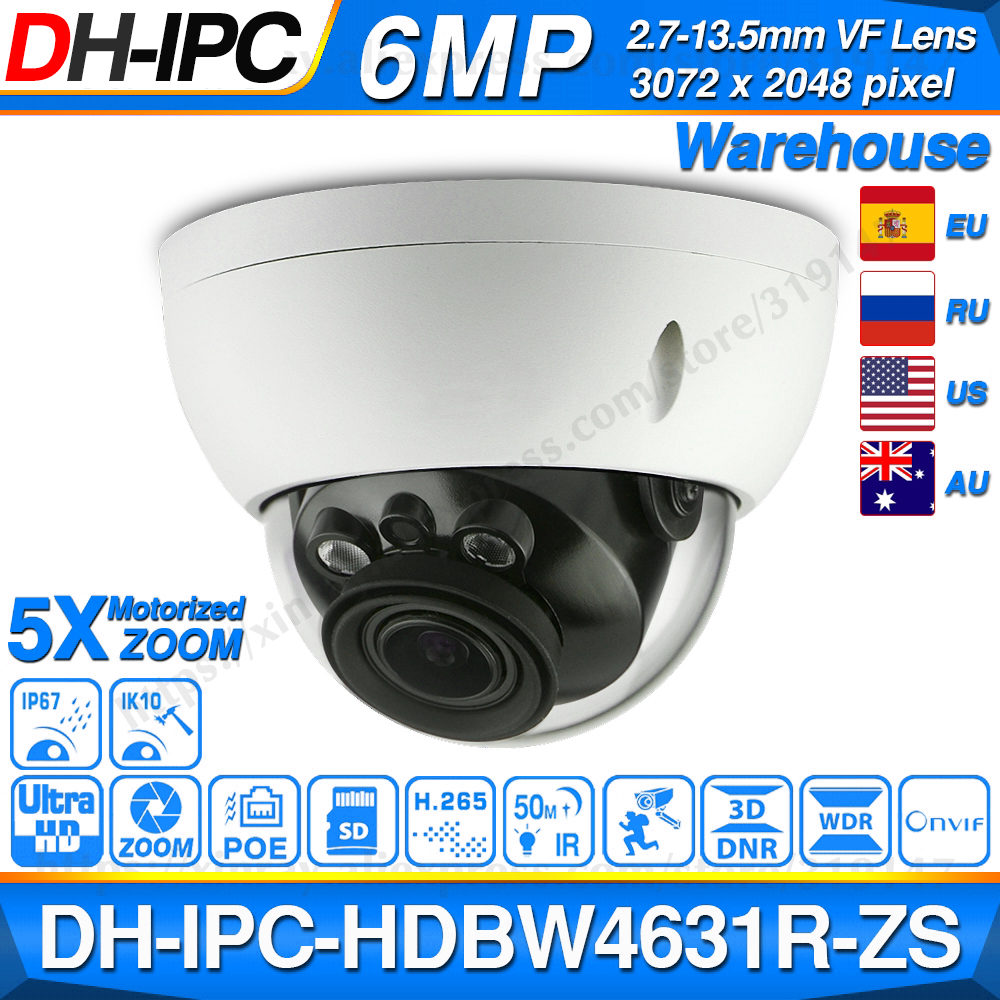 Dahua IPC-HDBW4631R-ZS 6MP Dome IP IR Motorized Camera Zoom 2.7~13.5mm Len H.265 
