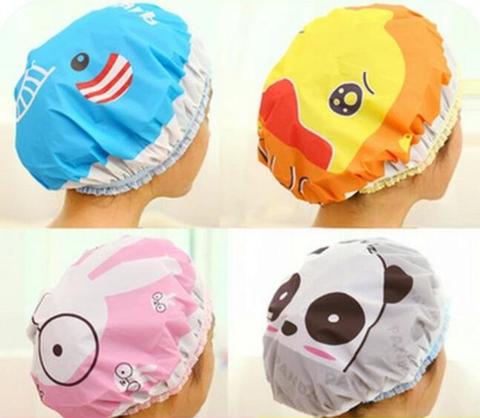 Cute cartoon shower bath cap women hat for baths and saunas lace elastic band cap spa cap women kids hair protective cap mkk ► Photo 1/6