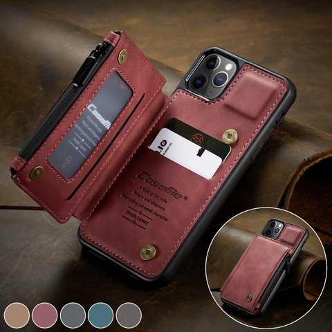 For iphone 12 11 Pro XS Max XR 7 8 Plus Leather Flip Phone Case With RFID Zipper Credit Card Wallet Photo Holder Soft Back Cover ► Photo 1/6