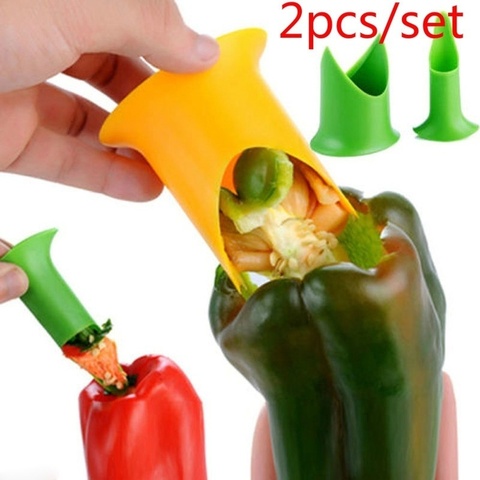 2Pcs/set Creative Pepper Corer Slicer Pepper Seeded Remover Device Tomato Coring Device Fruit Vegetable Cutter Random Color ► Photo 1/6
