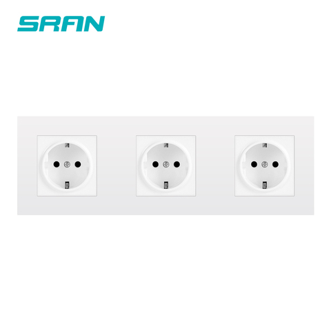SRAN eu plug wall power socket home multi-frame black /white / gold flame retardant PC panel sockets 258mm*86mm ► Photo 1/6