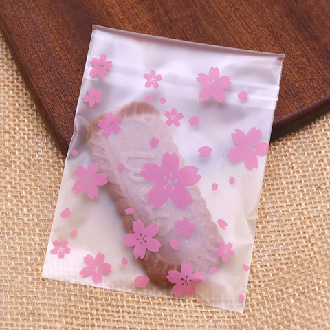50pcs 4Sizes Self-Adhesive Transparent Plastic Bag Cherry Blossoms Snack Candy Bag New Year Christmas Kids Gift Packaging Bags ► Photo 1/6