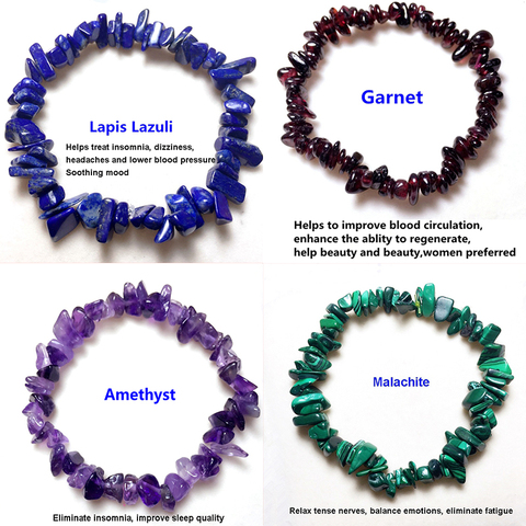 Irregular Natural Gem Stone Bracelet Stretch Chip Beads Nuggets Amazonite Rose Crystal Quartz Bracelets Bangles For Women ► Photo 1/6