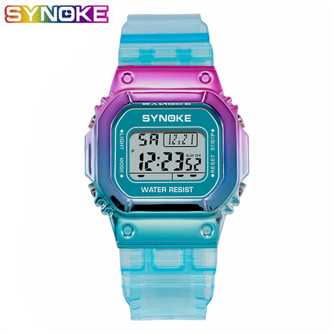 SYNOKE Ladies Watch LED Luminous Fashion Digital Women Men Colorful Sports New Unisex Alarm WristWatches Clocks reloj mujer ► Photo 1/6