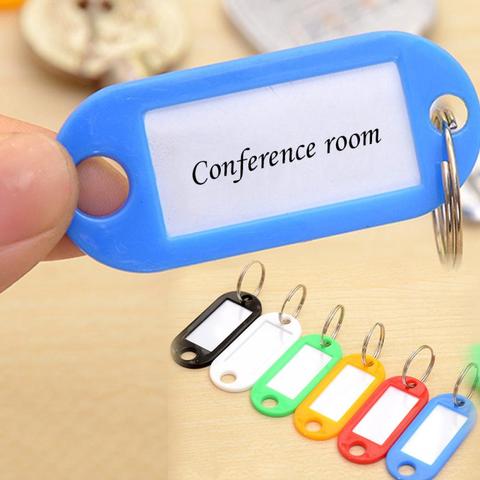 Plastic Key Tags Luggage Fobs ID Card Name Label Keychain W/ Split Ring Key  Ring