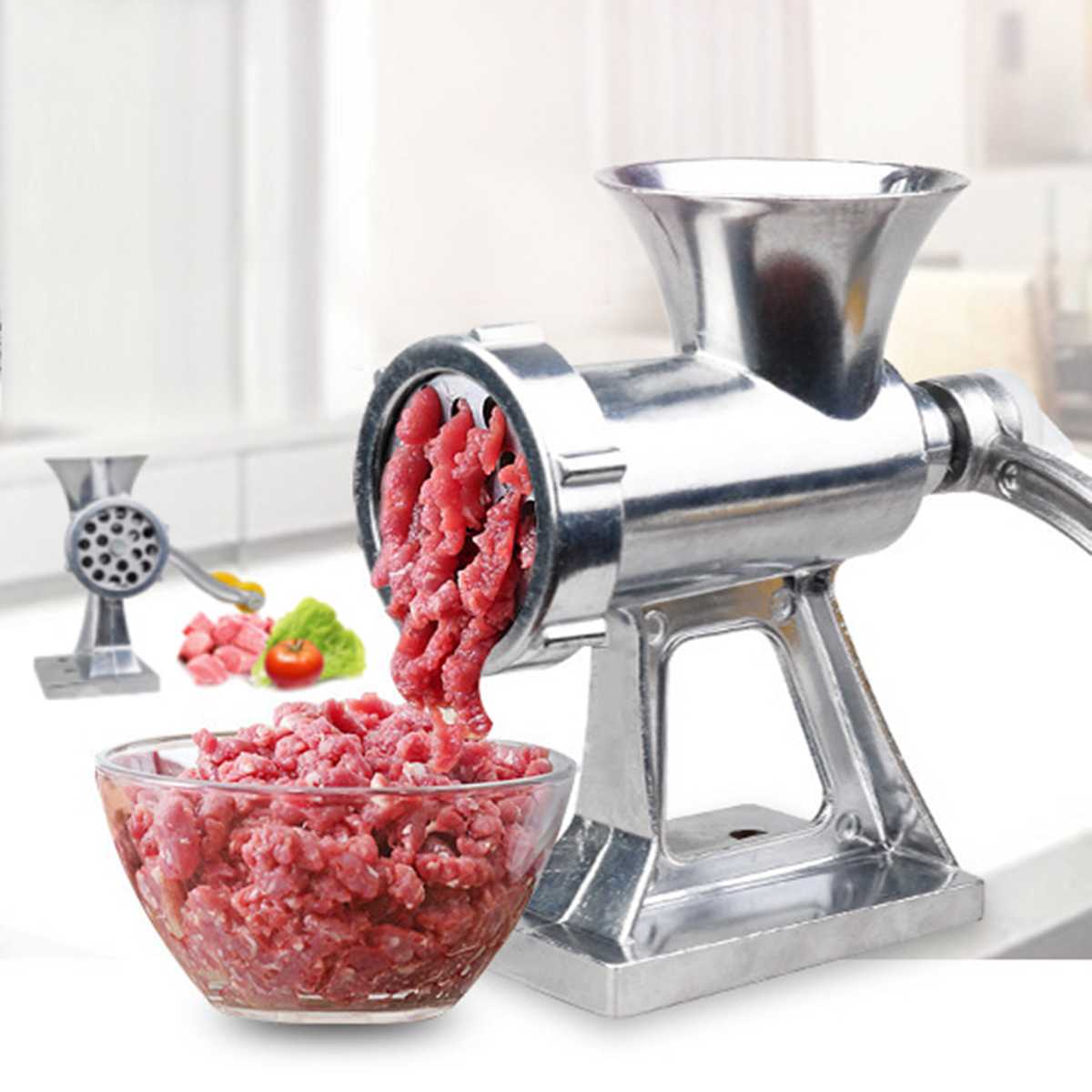 Hand Meat Grinder Sausages Noodles Aluminium Alloy Hand Operate Manual Meat Grinder Kitchen Home Tool for Meat