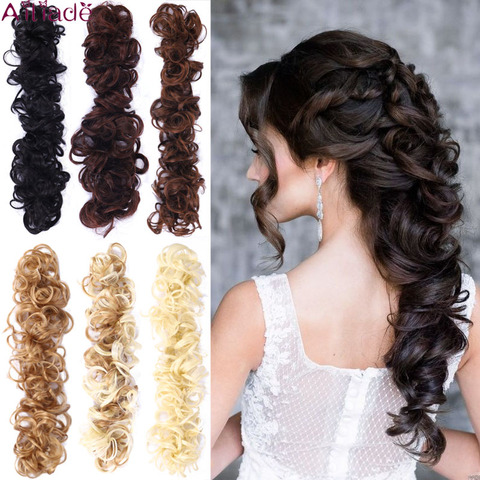 AILIADE Synthetic Chignons Elastic Hair Ribbon Twining Ponytail Bundles Updo Hairpieces Donut for Brides Women Hair Extensions ► Photo 1/6