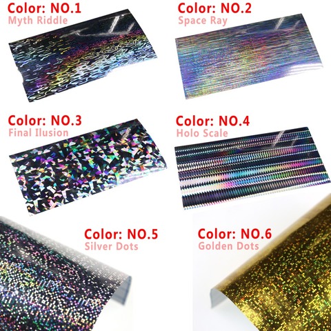 4/6pcs Fishing Hard Bait Sticker Holographic Adhesive Film Flash Type for Saltwater Fishing Lure Making 10X10/10X20cm ► Photo 1/6