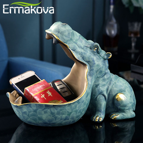 ERMAKOVA Resin Hippo Statue Hippopotamus Sculpture Figurine Key Candy Container Decoration Home Table Decoration Accessories ► Photo 1/6