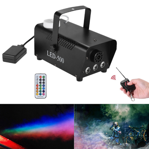 AUCD Mini Portable 500W Remote Fog Machine & 3W RGB LED Background Lights Mix Effect Smoke Fogger DJ Show Stage Equipment SM-LE ► Photo 1/6