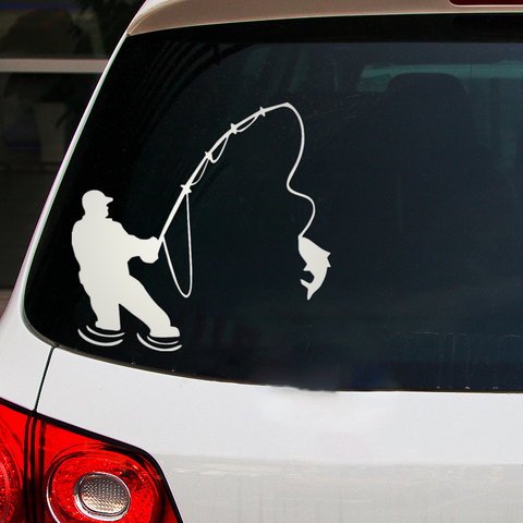 CS-1805# funny car sticker fishing fisherman reflective waterproof multiple sizes vinyl decal for auto car stickers styling ► Photo 1/6