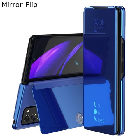 Smart Flip Case For Samsung Galaxy Z Fold 2 5G W21 W20 Mirror Plating PU Leather Kickstand Shockproof Phone Cover Funda ► Photo 1/6