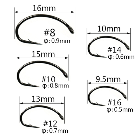 ICERIO 30PCS Fly Tying Hooks Nymph Scud Midge Caddis Shrimp Pupae Larvae Fly Tying Hook #8#10 #12 #14 #16 ► Photo 1/5