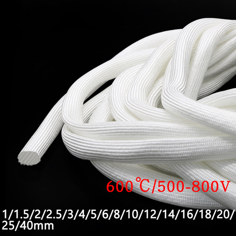 Fiberglass Tube 1mm ~ 40mm 600 Deg.C High Temperature Chemical Glass Fiber Braided Sleeve Soft Wire Tubing Protector White ► Photo 1/5