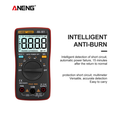 ANENG AN8001 True-RMS Auto Range Digital Multimeter AC/DC Voltage Ammeter Current Meter Temperature Measurement ► Photo 1/6