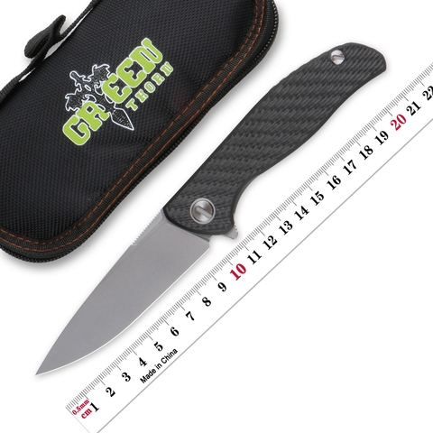 Green thorn custom F95 HATI folding knife carbon fiber 3D TC4 titanium handle camping outdoor fruit knife tactics EDC tools ► Photo 1/6