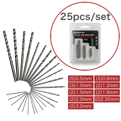 25Pcs Mini High Speed White Steel Twist Drill HSS Bit Set For Dremel Rotary Tool ► Photo 1/2