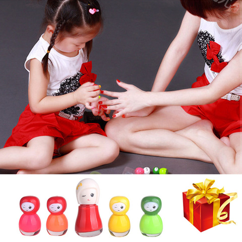 BK Non-toxic kids peel off nail polish set 6ml makeup nail enamel dolls bottle nail art varnish for christmas birthday gift ► Photo 1/6