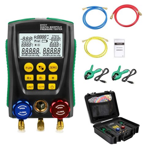 DUOYI Refrigeration Digital Manifold Pressure Gauge Set Vacuum Pressure Meter Testing HVAC Temperature Tester DY517 PK TESTO 550 ► Photo 1/6