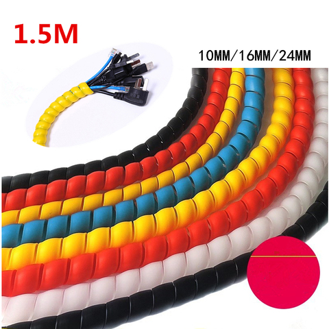 1.5M Spiral Wrapping Bands Flame Retardant Colorful Spiral Bands  Cable Casing Cable Sleeves Winding Pipe 10mm/16mm/24mm ► Photo 1/6
