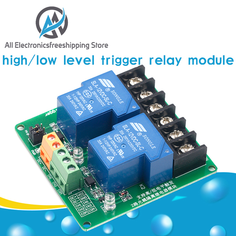 2-way 30A high and low level trigger relay module 5V smart home automation control ► Photo 1/6