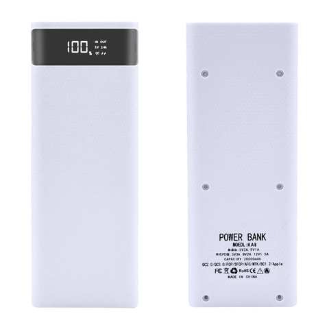 QC 2.0 QC 3.0 Fast Charging USB Power Bank Shell Battery Charger Box LED Digital Display Light 8x 18650 Battery Charger Box ► Photo 1/6