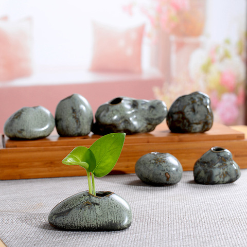 Mini Ceramic Small Vase Decoration Creative Home Retro Water Culture Copper Green Flower Flower ► Photo 1/5