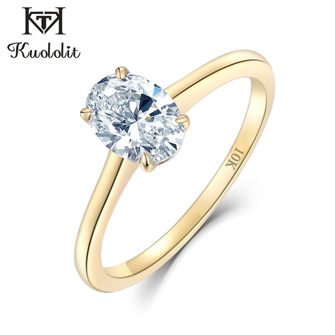 Kuololit 10K Yellow Gold 100% Natural Moissanite Gemstone Rings for Women Handmade Rings Engagement Bride Gift Fine Jewelry ► Photo 1/6